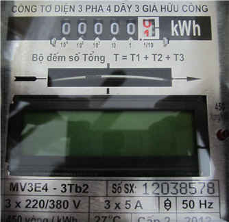 chỉ số công tơ điện 3 pha cơ điện tử